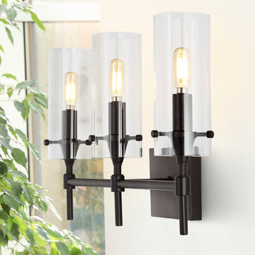 Cato Bohemian Farmhouse Iron/Glass LED Vanity